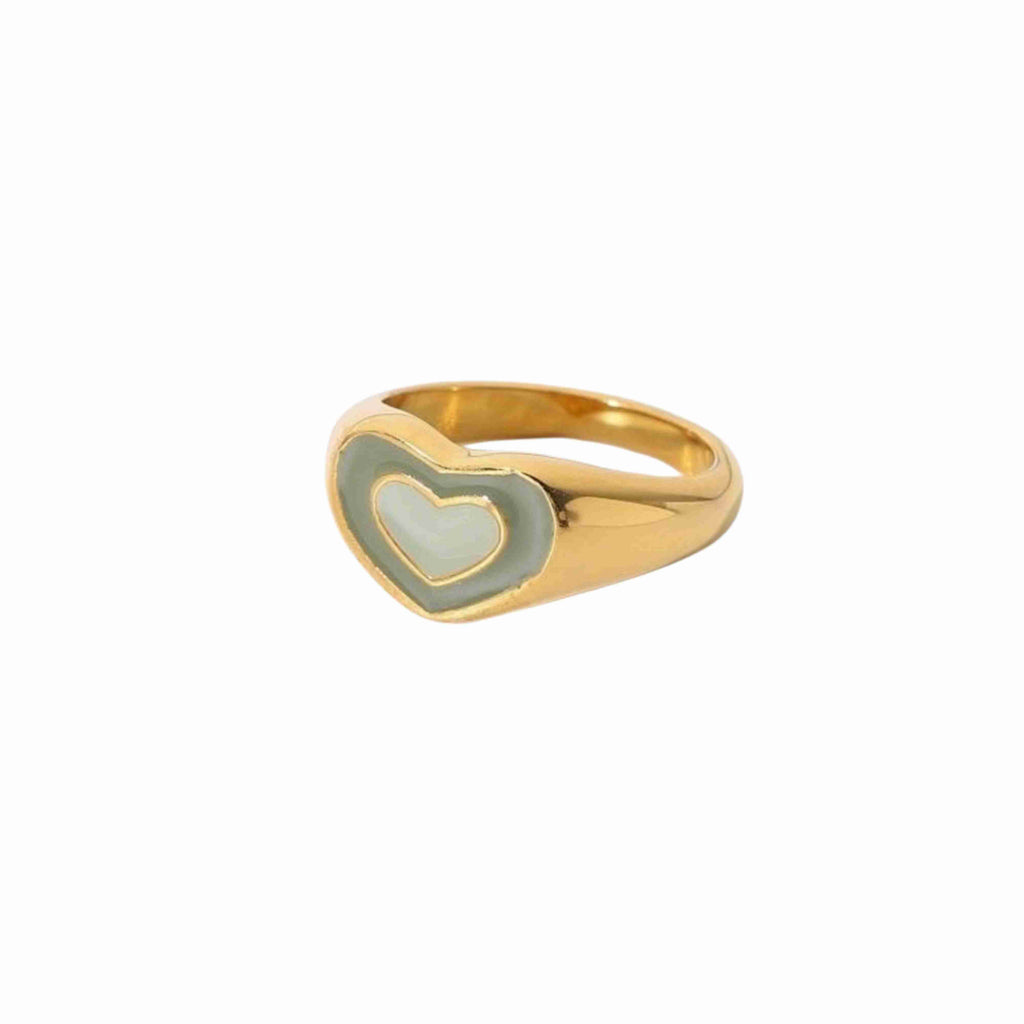 Green Heart Gold Ring
